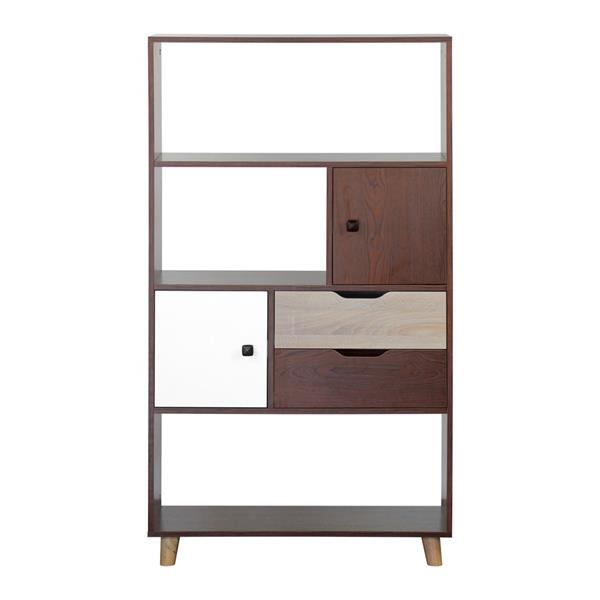 Libreria con 3 vani 2 cassetti e 1 anta 80x140x40 cm effetto zebrano