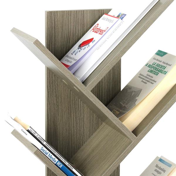 Libreria 8 ripiani in legno 40x132x216 cm effetto rovere grigio