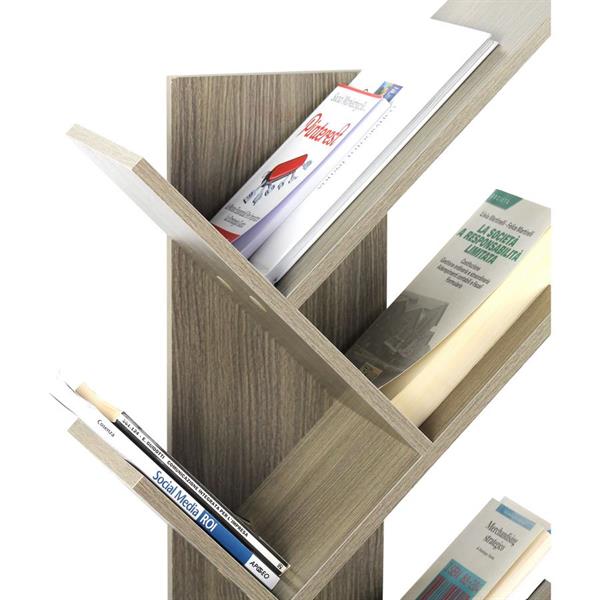 Libreria 8 ripiani in legno 40x132x216 cm effetto rovere grigio
