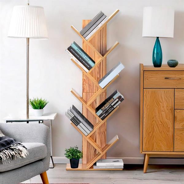 Libreria 8 ripiani in legno 50x25x141 cm effetto legno naturale - Tree