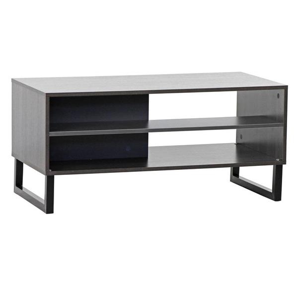 Tavolino basso 2 ripiani 101x47x50 cm in legno effetto olmo scuro e grigio