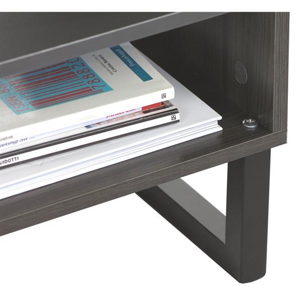 Tavolino basso 2 ripiani 101x47x50 cm in legno effetto olmo scuro e grigio