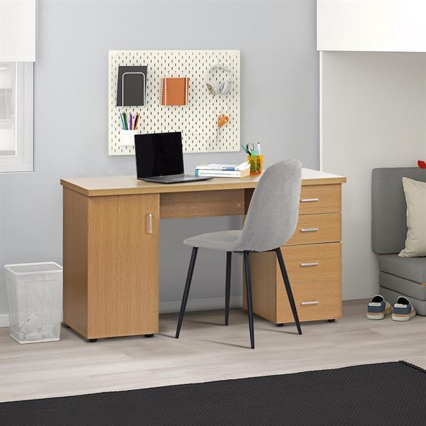 Scrivania 4 cassetti 1 anta in legno effetto rovere