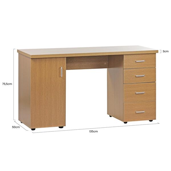 Scrivania 4 cassetti 1 anta in legno effetto rovere
