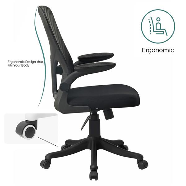 Sedia ufficio con ruote e braccioli nera - Vivi