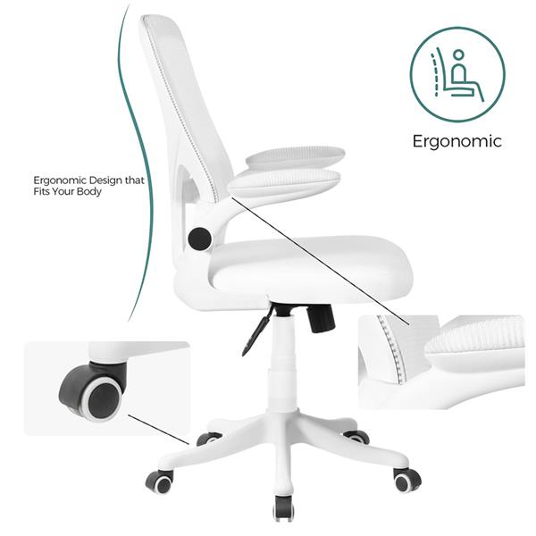 Sedia ufficio con ruote e braccioli bianco - Vivi