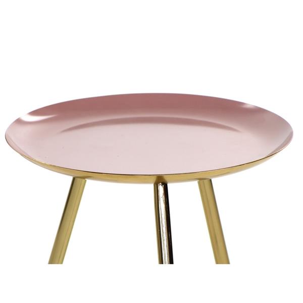Set tavolino da caffè tondo rosa e oro in metallo 30x39 / 40x40,5 cm