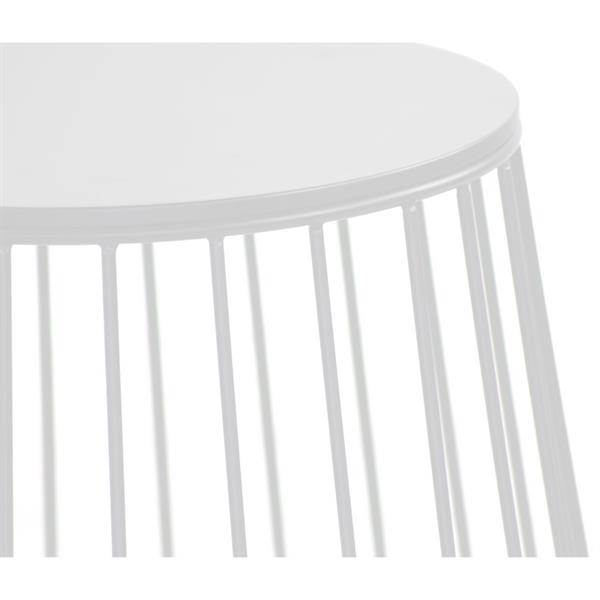 Tavolino da caffè 41,5x43 cm bianco in metallo con ripiano in legno