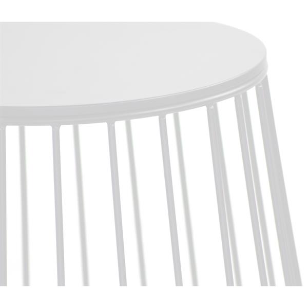 Tavolino da caffè 41,5x43 cm bianco in metallo con ripiano in legno