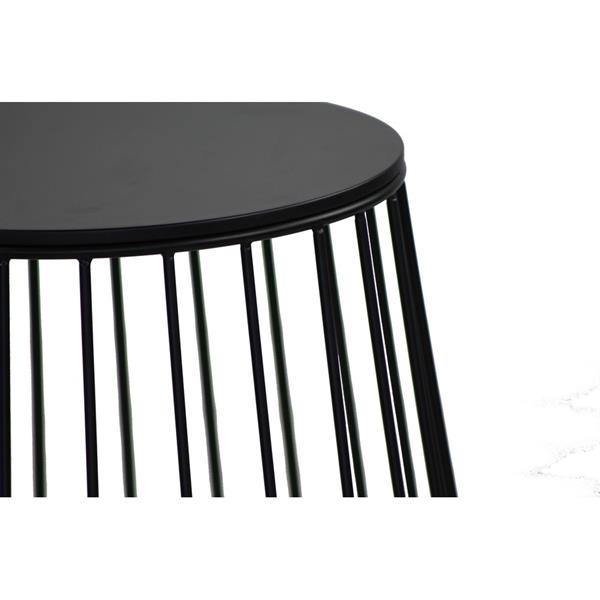 Tavolino da caffè 41,5x43 cm nero in metallo con ripiano in legno