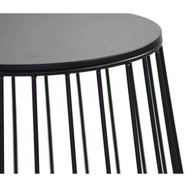 Tavolino da caffè 41,5x43 cm nero in metallo con ripiano in legno