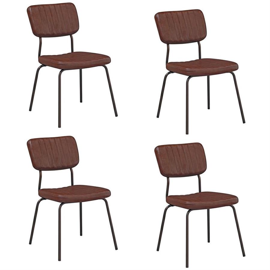 Set da 4 sedie per interni Industrial imbottite in ecopelle marrone - Austin