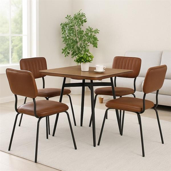 Set da 4 sedie per interni Industrial imbottite in ecopelle marrone - Austin
