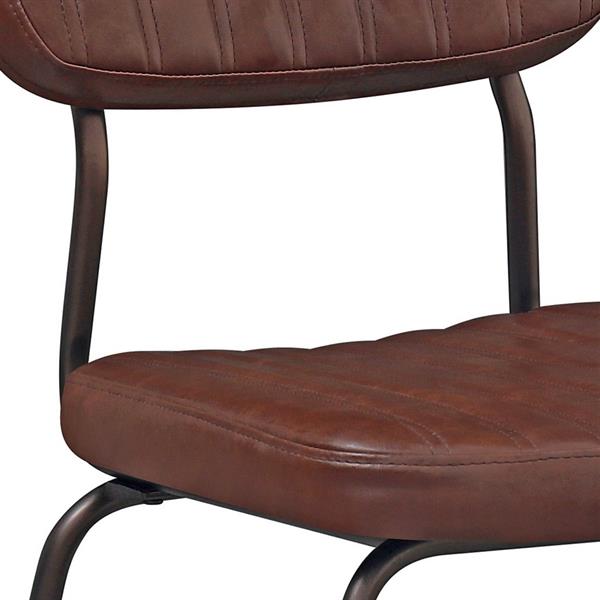 Set da 4 sedie per interni Industrial imbottite in ecopelle marrone - Austin