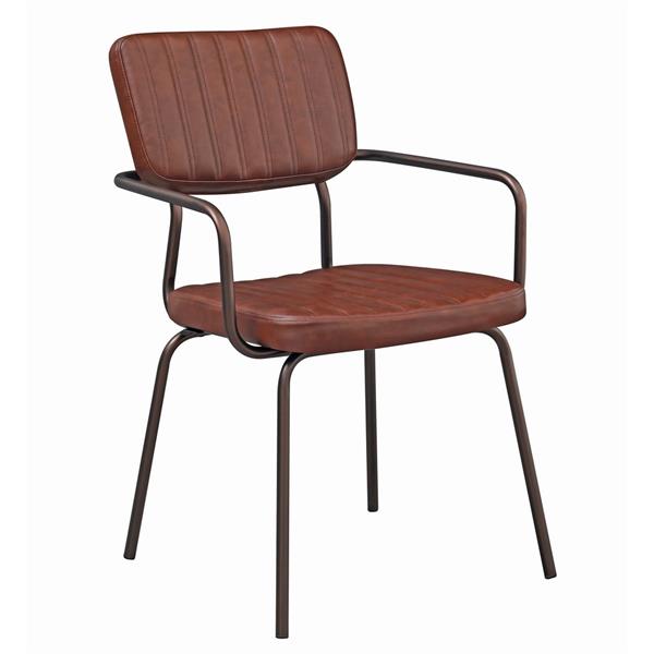 Set di 4 sedie per interni Industrial imbottita in ecopelle marrone con braccioli - Austin