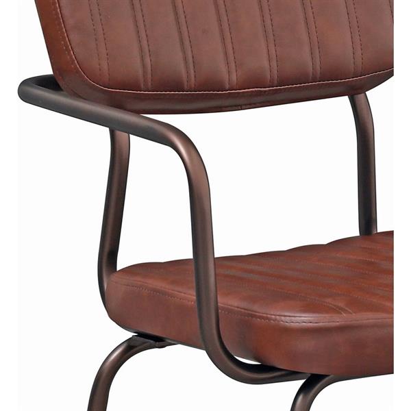 Set di 4 sedie per interni Industrial imbottita in ecopelle marrone con braccioli - Austin