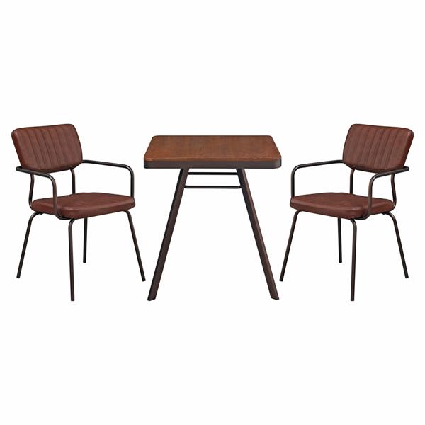 Set di 4 sedie per interni Industrial imbottita in ecopelle marrone con braccioli - Austin