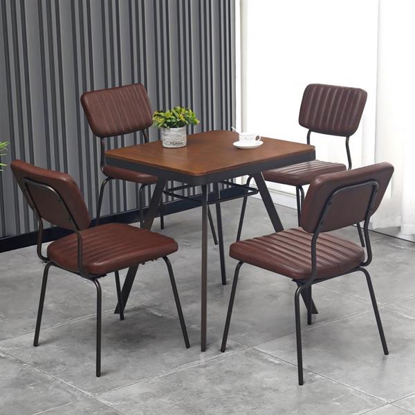 Tavolo per interni Industrial 70x70x76 cm in metallo e MDF frassino - Austin