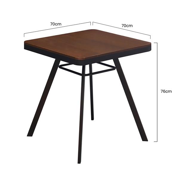 Tavolo per interni Industrial 70x70x76 cm in metallo e MDF frassino - Austin