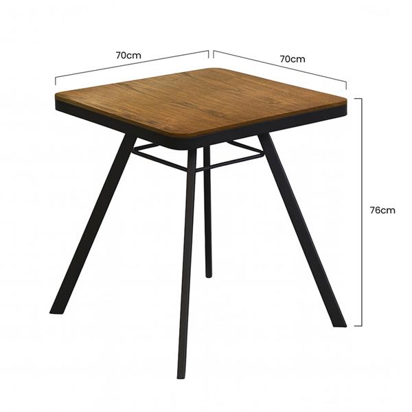 Tavolo per interni Industrial 70x70x76 cm in metallo e MDF frassino - Austin