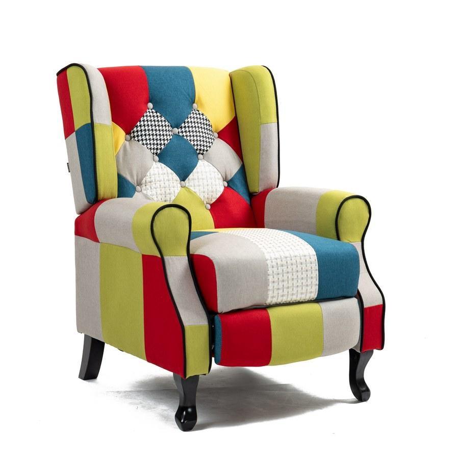 Poltrona da interni reclinabile patchwork in tessuto - Madame