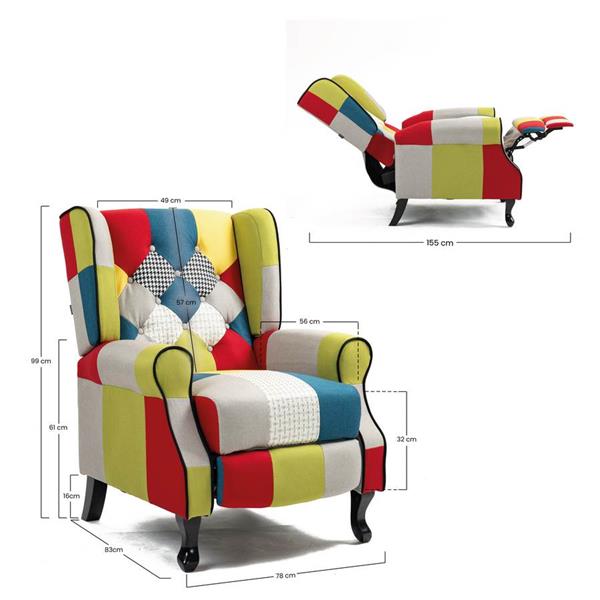 Poltrona da interni reclinabile patchwork in tessuto - Madame
