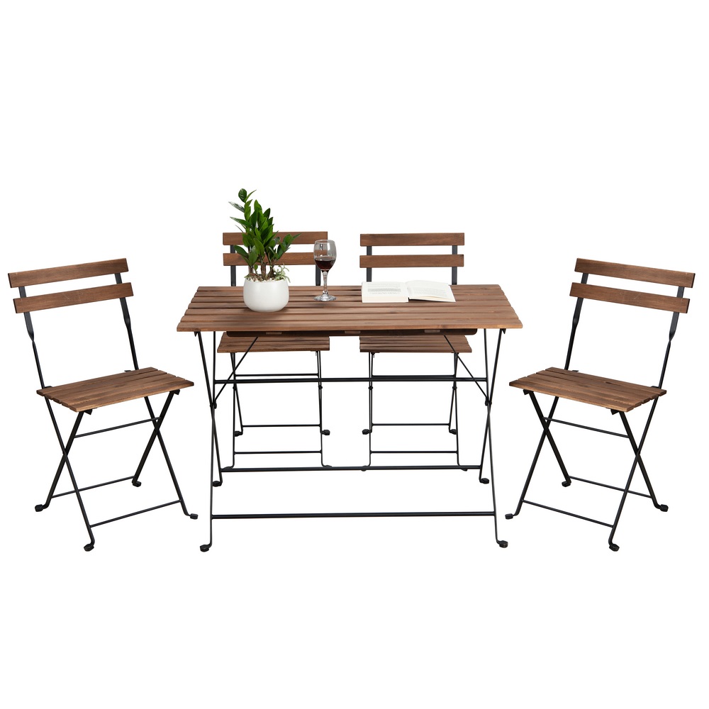 Set Tavolo Da Giardino Bistrot da 80 cm con 4 Sedie richiudibili flipper  Dimensioni Tavolo 80xh75 cm - Peso 19 kg struttura in trattato antiruggine  100x100 riciclabile colore grigio antracite