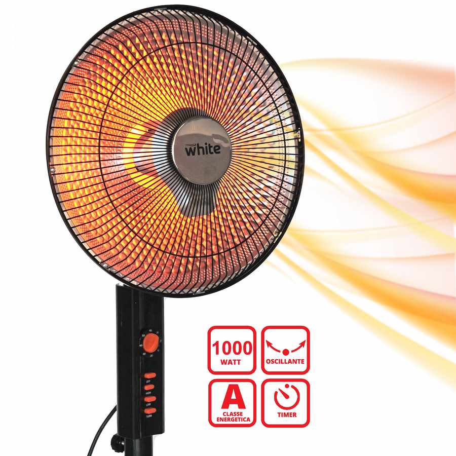 STUFA ELETTRICA AL CARBONIO A BASSO CONSUMO 1000W HOOMEI LUCE