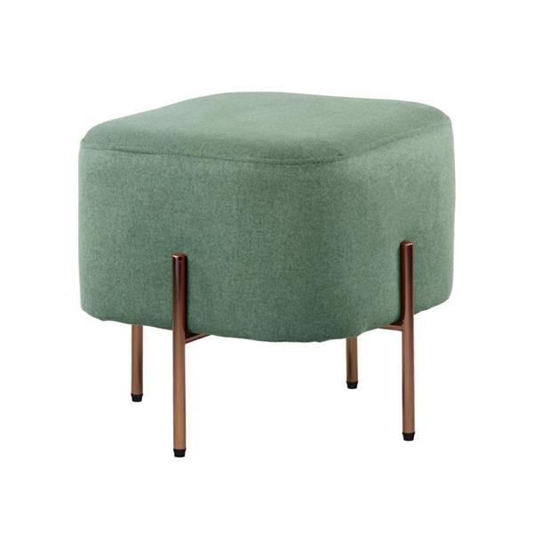 Pouf cubo con gambe oro in tessuto - Kate