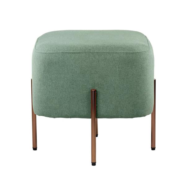 Pouf cubo con gambe oro in tessuto - Kate