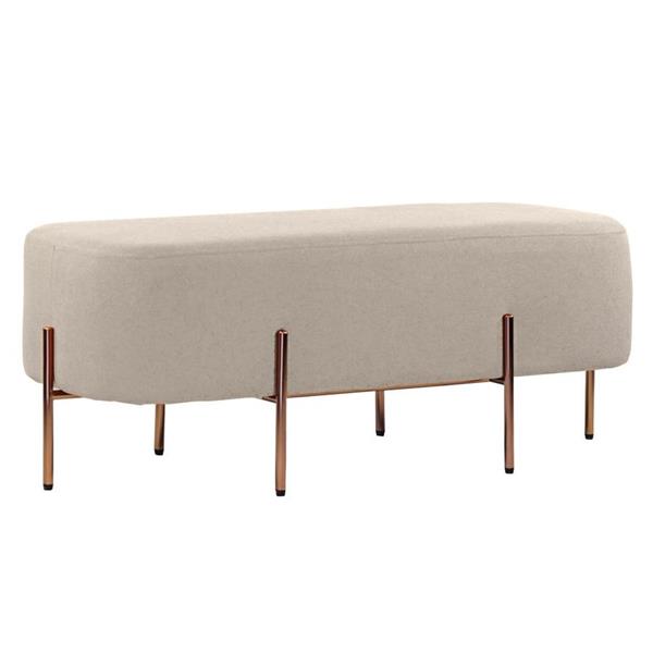 Pouf rettangolare in tessuto grigio chiaro - Kate