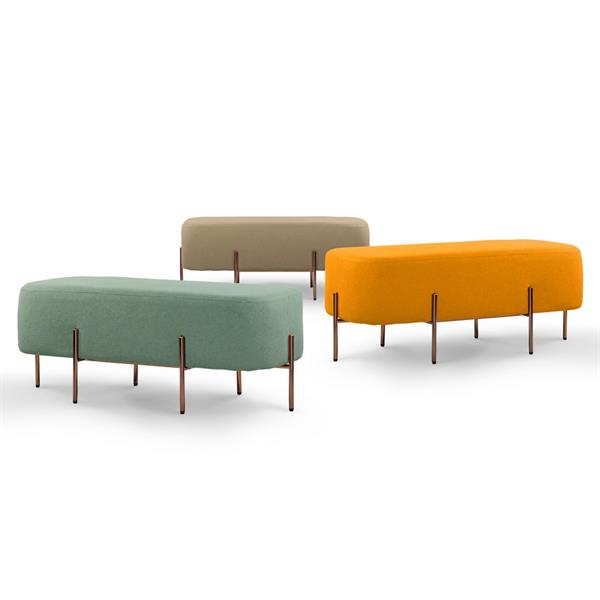 Pouf rettangolare in tessuto grigio chiaro - Kate