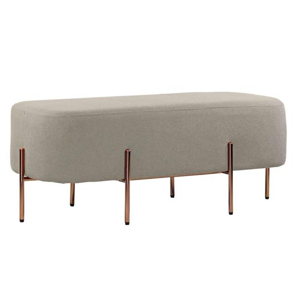 Pouf poggiapiedi rettangolare in tessuto grigio scuro - Kate