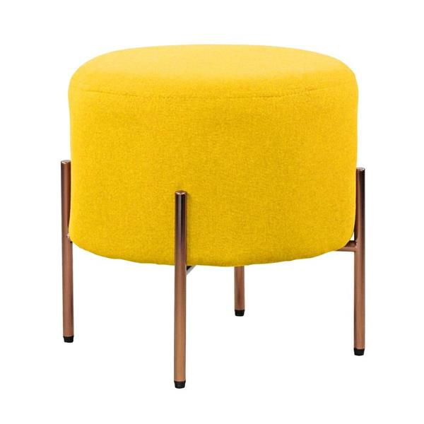 Pouf tondo ocra in tessuto di lino - Kate