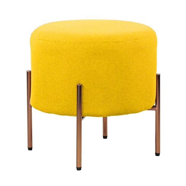 Pouf tondo ocra in tessuto di lino - Kate