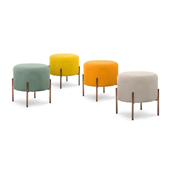 Pouf tondo ocra in tessuto di lino - Kate