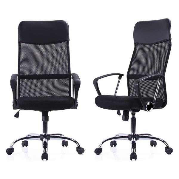 Sedia ufficio ergonomica in tessuto reclinabile con ruote nero - Alex
