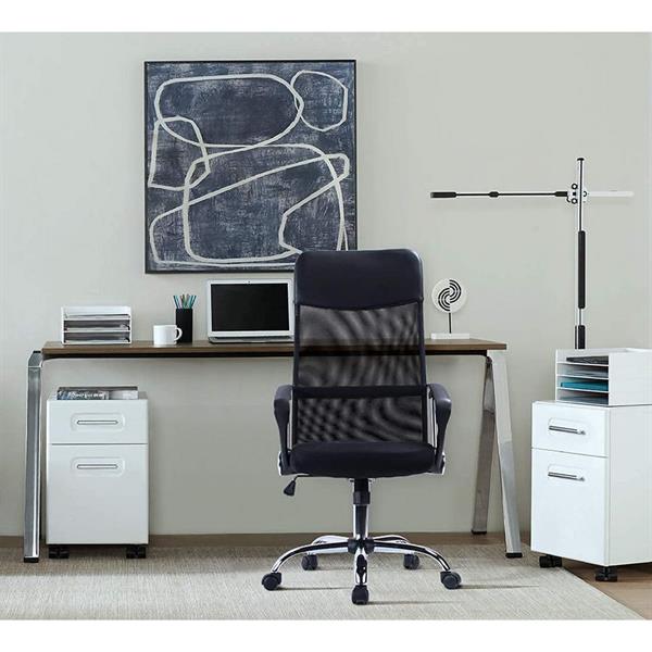 Sedia ufficio ergonomica in tessuto reclinabile con ruote nero - Alex