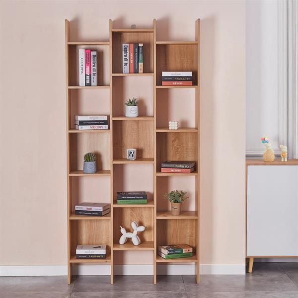 Libreria in legno con ripiani sfalsati rovere - Iken