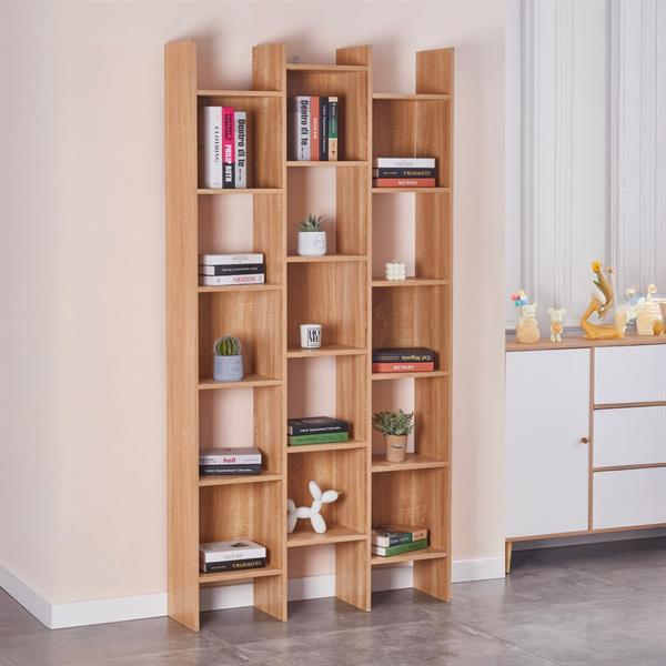 Libreria in legno con ripiani sfalsati rovere - Iken