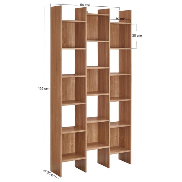 Libreria in legno con ripiani sfalsati rovere - Iken