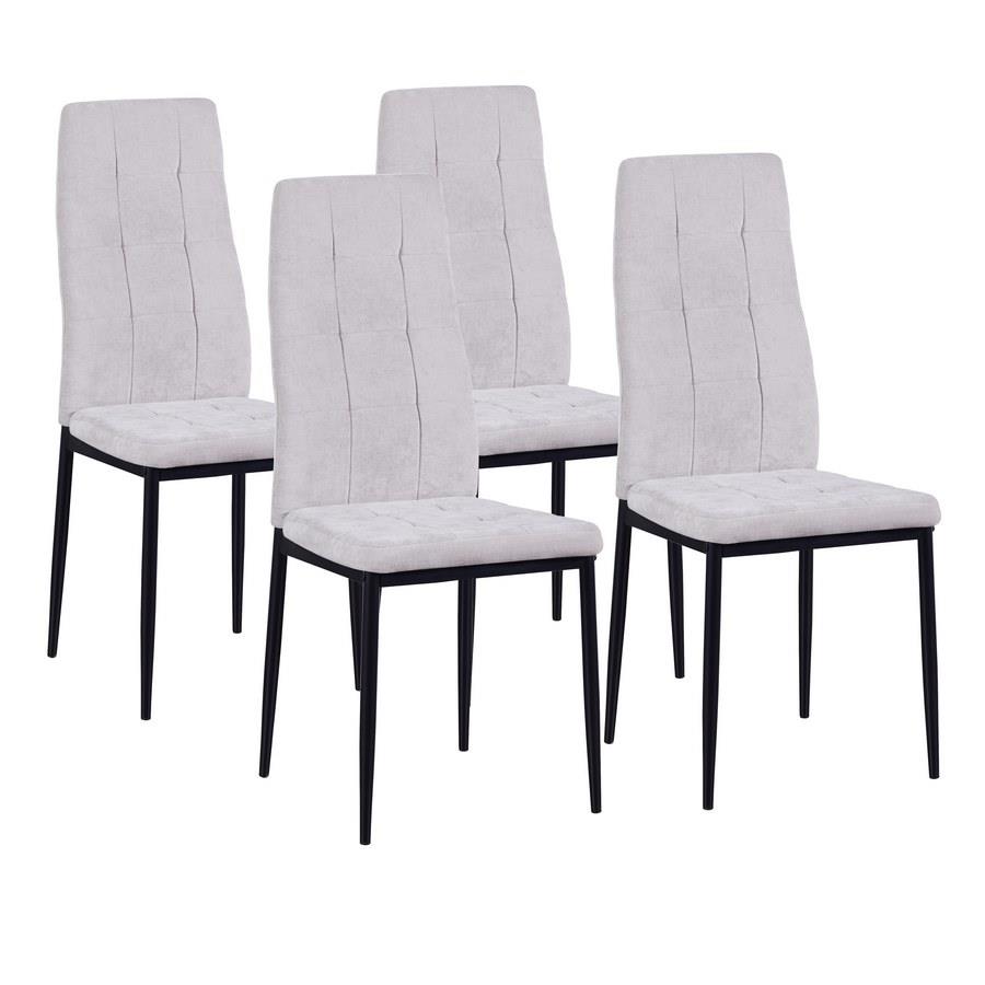 Set 4 sedie design in tessuto grigio chiaro - Milano