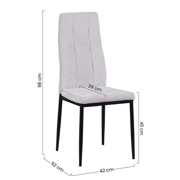 Set 4 sedie design in tessuto grigio chiaro - Milano