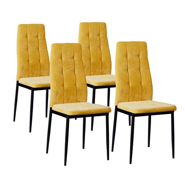 Pack 4 sedie soggiorno in tessuto giallo - Milano