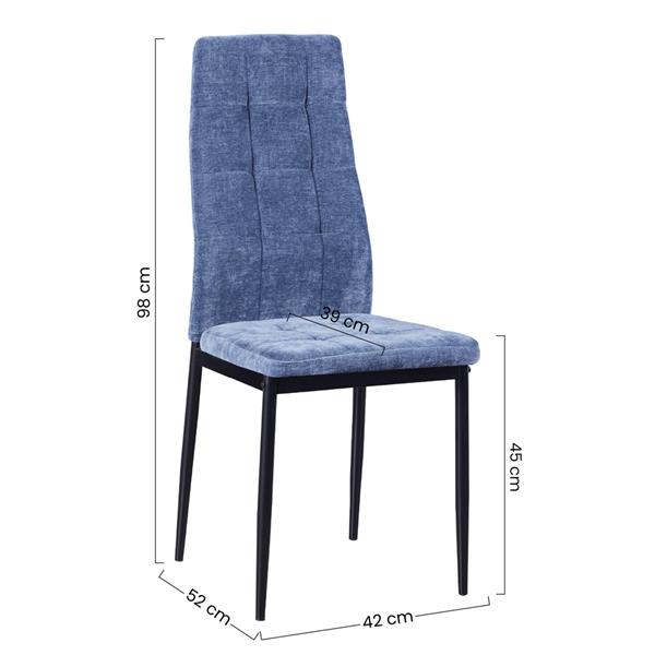 Set 4 sedie imbottite in tessuto blu - Milano