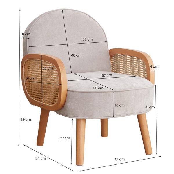 Poltroncina design in tessuto grigio chiaro - Doris