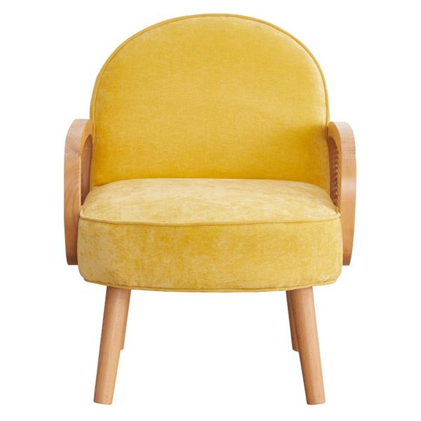 Poltrona design vintage con braccioli rattan ocra - Doris