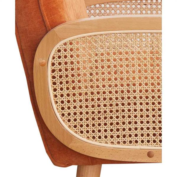 Poltrona vintage in tessuto arancio e legno - Doris