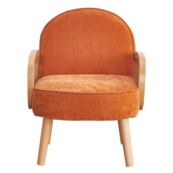 Poltrona vintage in tessuto arancio e legno - Doris