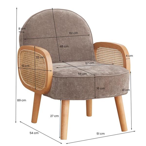 Poltroncina da camera in tessuto e gambe legno - Doris